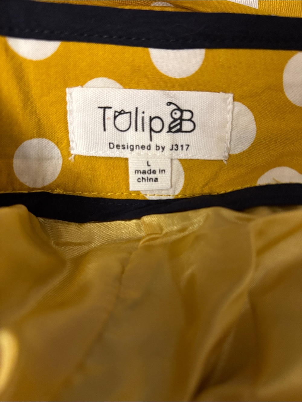 NWT Vintage-Inspired Mustard Polka Dot Midi Skirt Navy Trim Pockets Lined - Picture 3 of 7